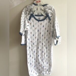 Loveable Friends Cotton Gowns, Boy Feathers, 3 sets 0-6 months